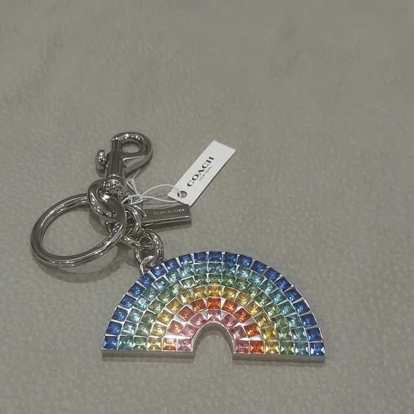 COACH CRYSTAL RAINBOW KEY CHAIN BAG CHARM - Picture 4 of 9